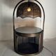 Table d’appoint en rotin en bambou avec lampe suspendue intégrée, hollandaise des années 1960-1970