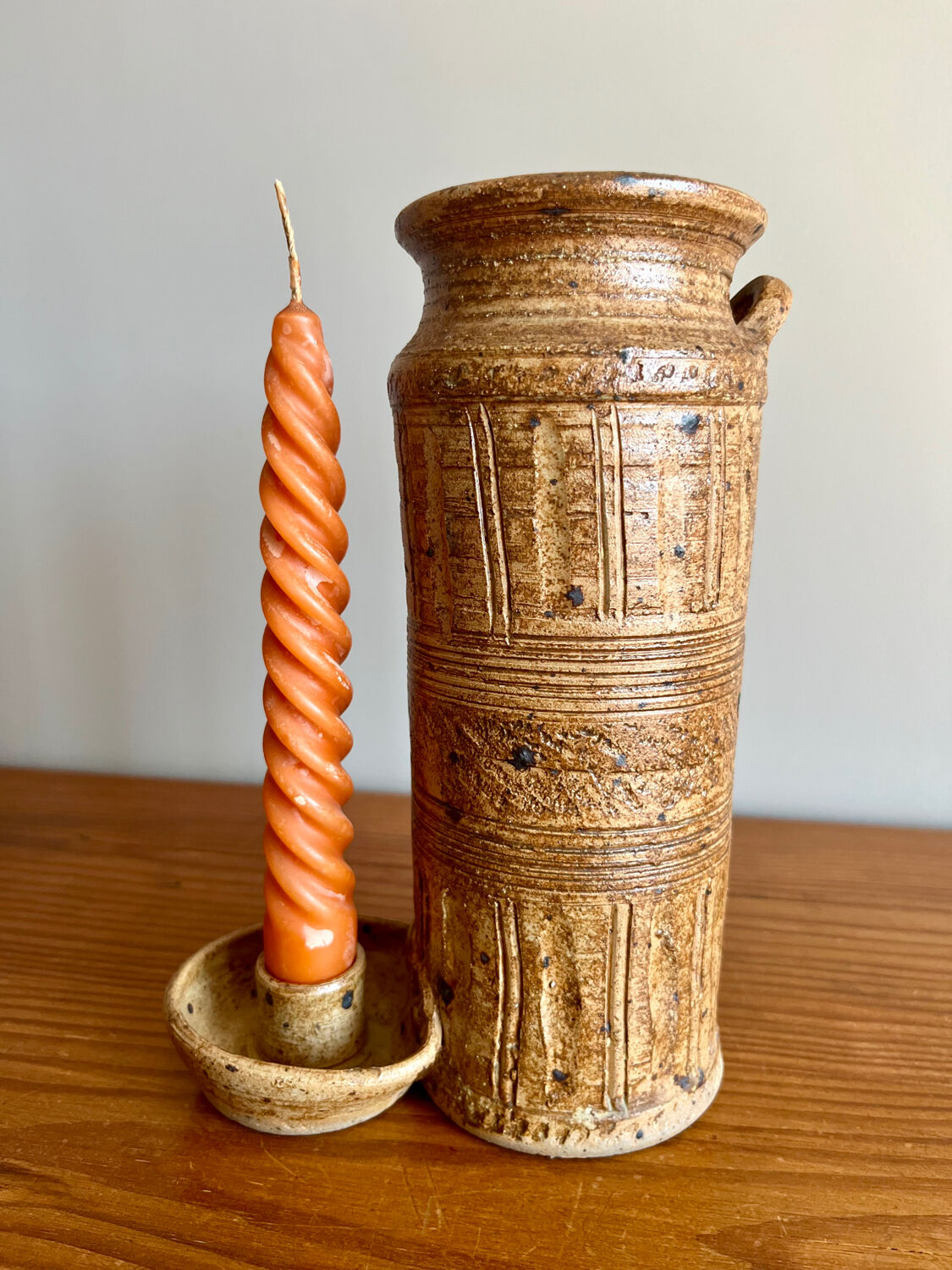 Vase / bougeoir grès vintage « La Hulotte »
