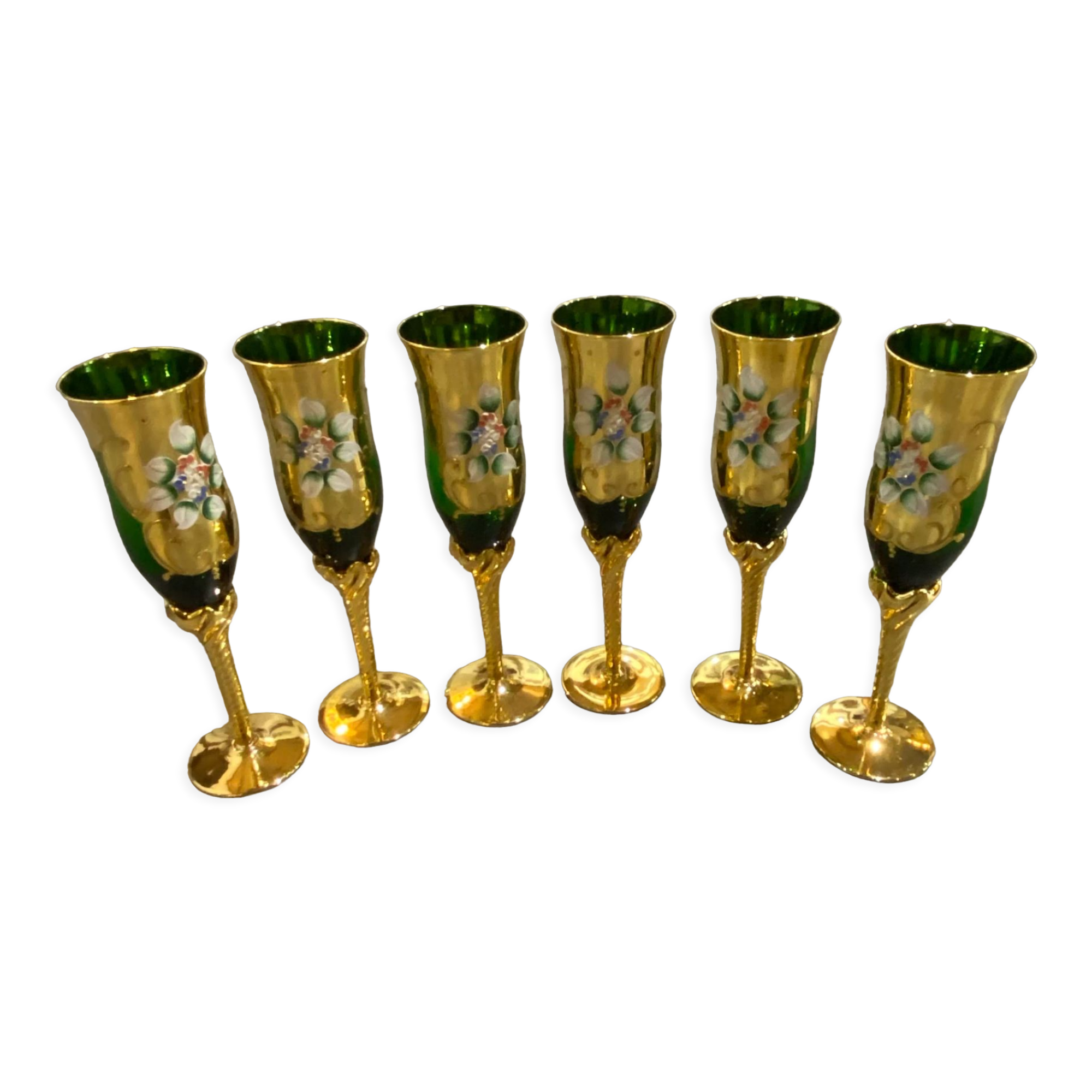 6 Murano champagne flutes