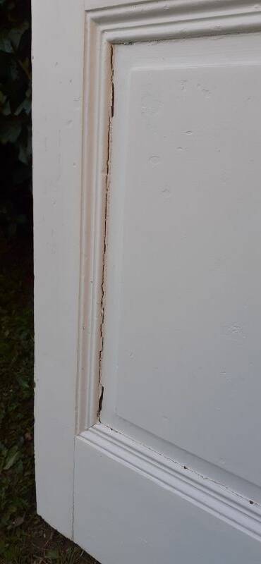 Communication door h216.5x87cm old paneled, molded