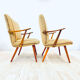 A pair vintage cocktail chairs with stripes and metal screws