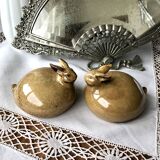 Glazed stoneware rabbits