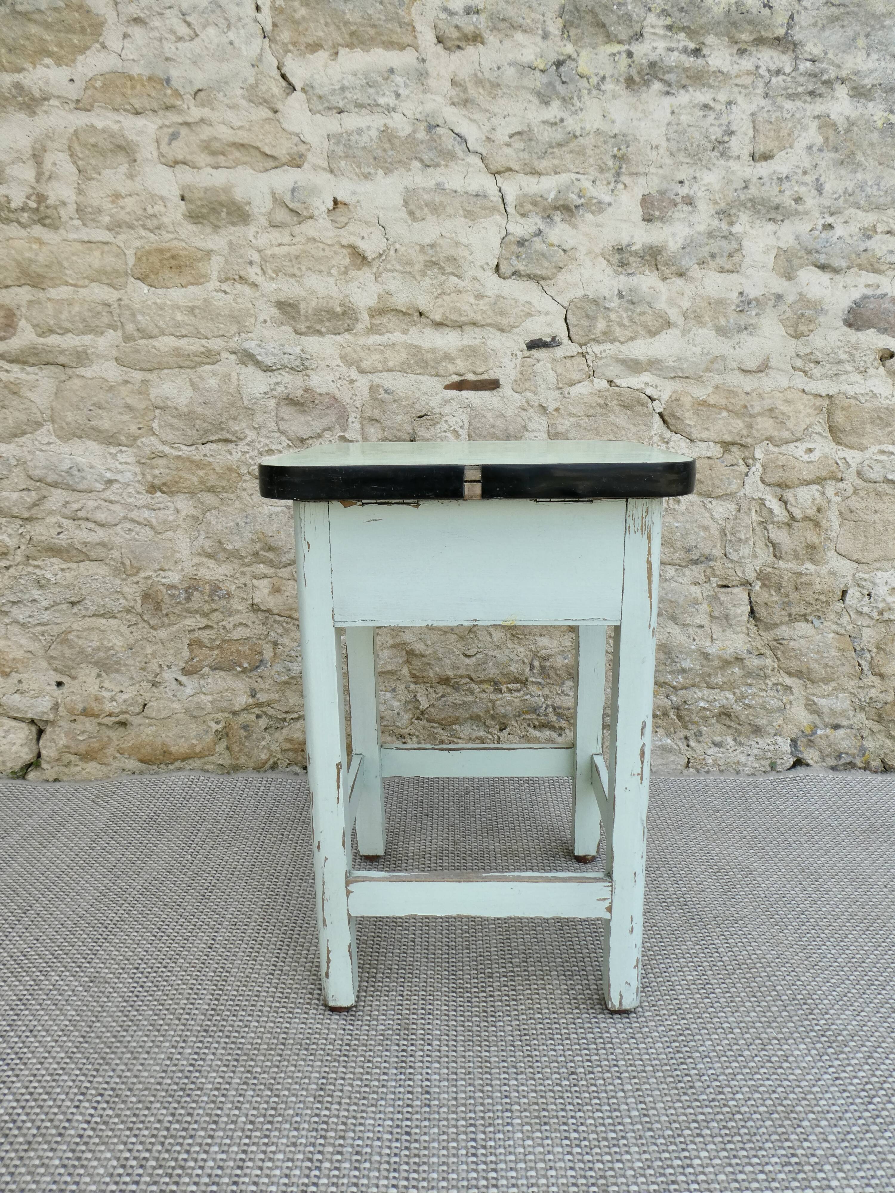 Wooden chest stool and Formica from the 60s