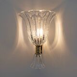 Barovier & Toso Art Deco Style Brass and Murano Glass Sconce