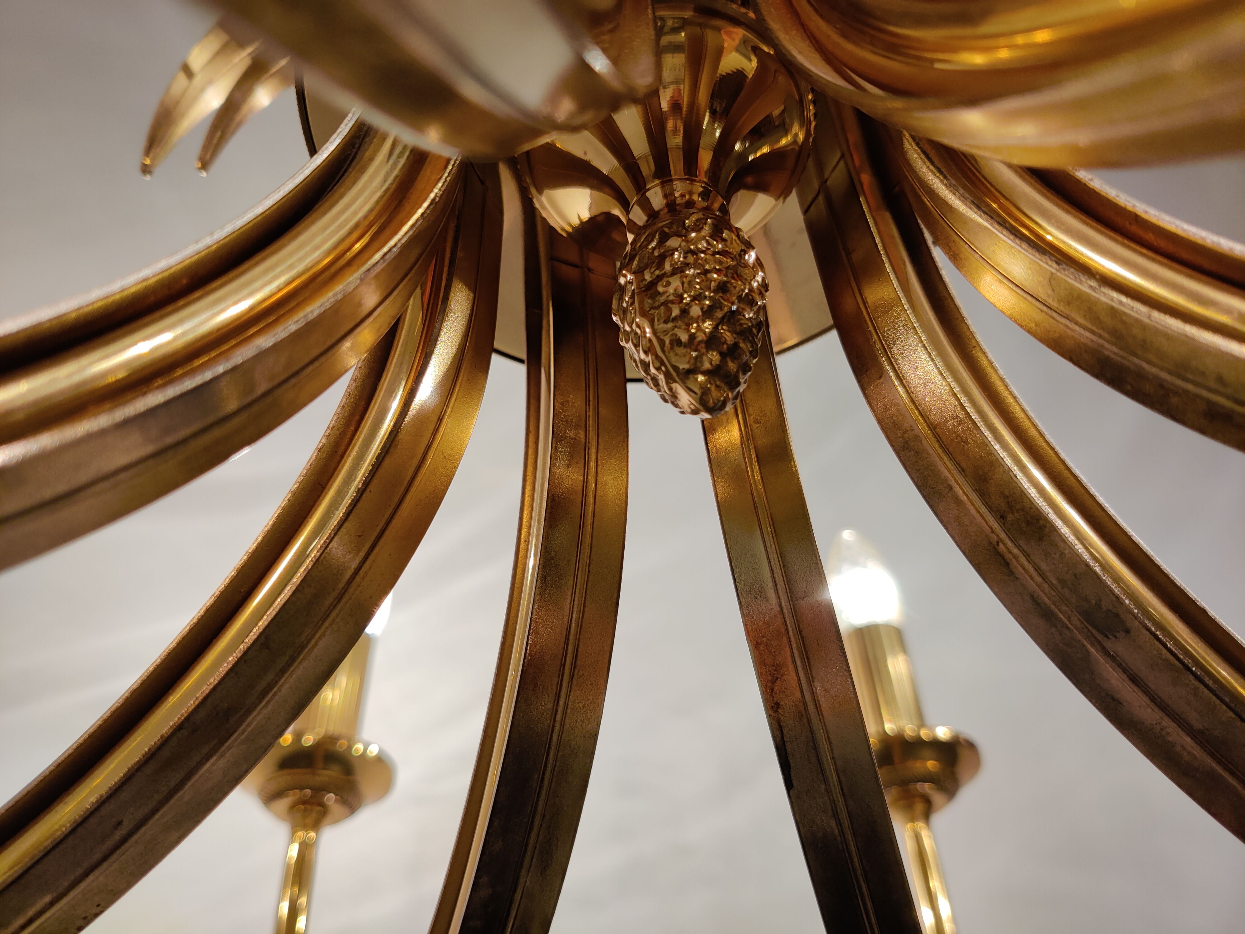 Brass pineapple chandelier, 1970s