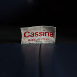 Two Cassina Maralunga two-seat sofas in blue leather by Vico Magistretti, Italy