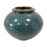 Spotted Blue Ceramic Ball Vase