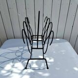 Metal and leather magazine rack, attributed to Jacques Adnet, vintage