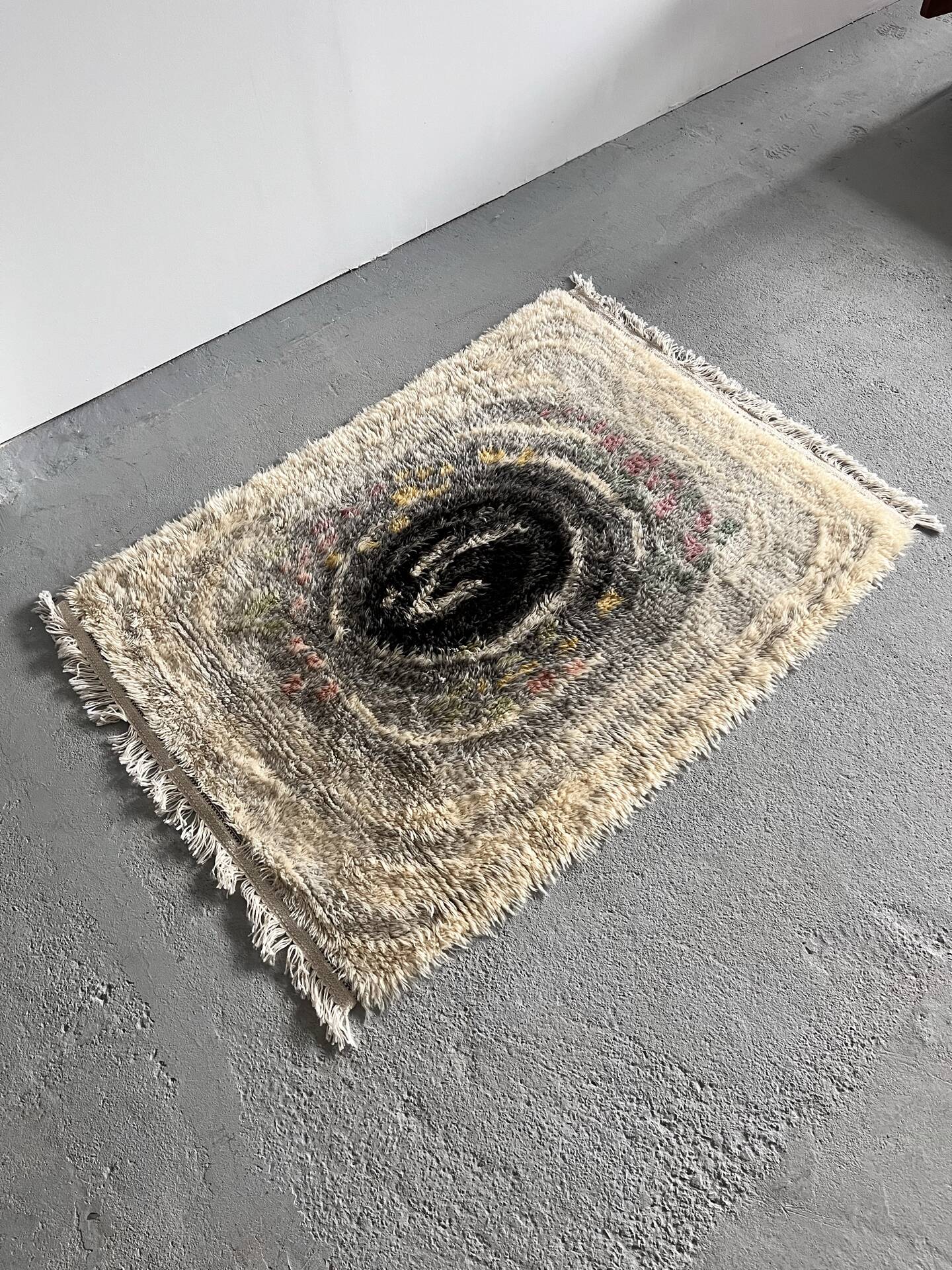 Scandinavian Rya Rug, 100% Wool, Mid Century, 1970’s Sweden