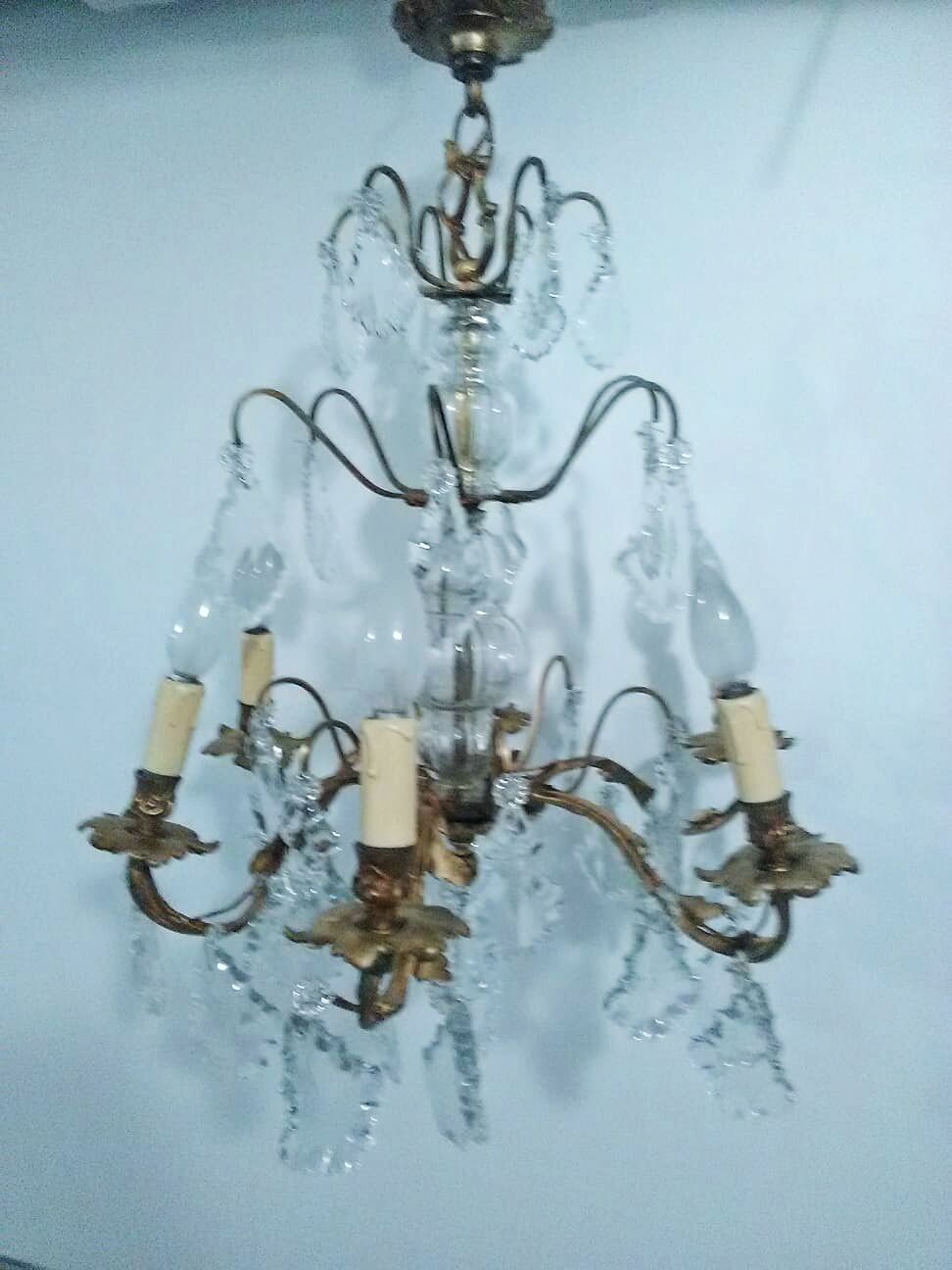 Golden bronze and pampilles chandelier