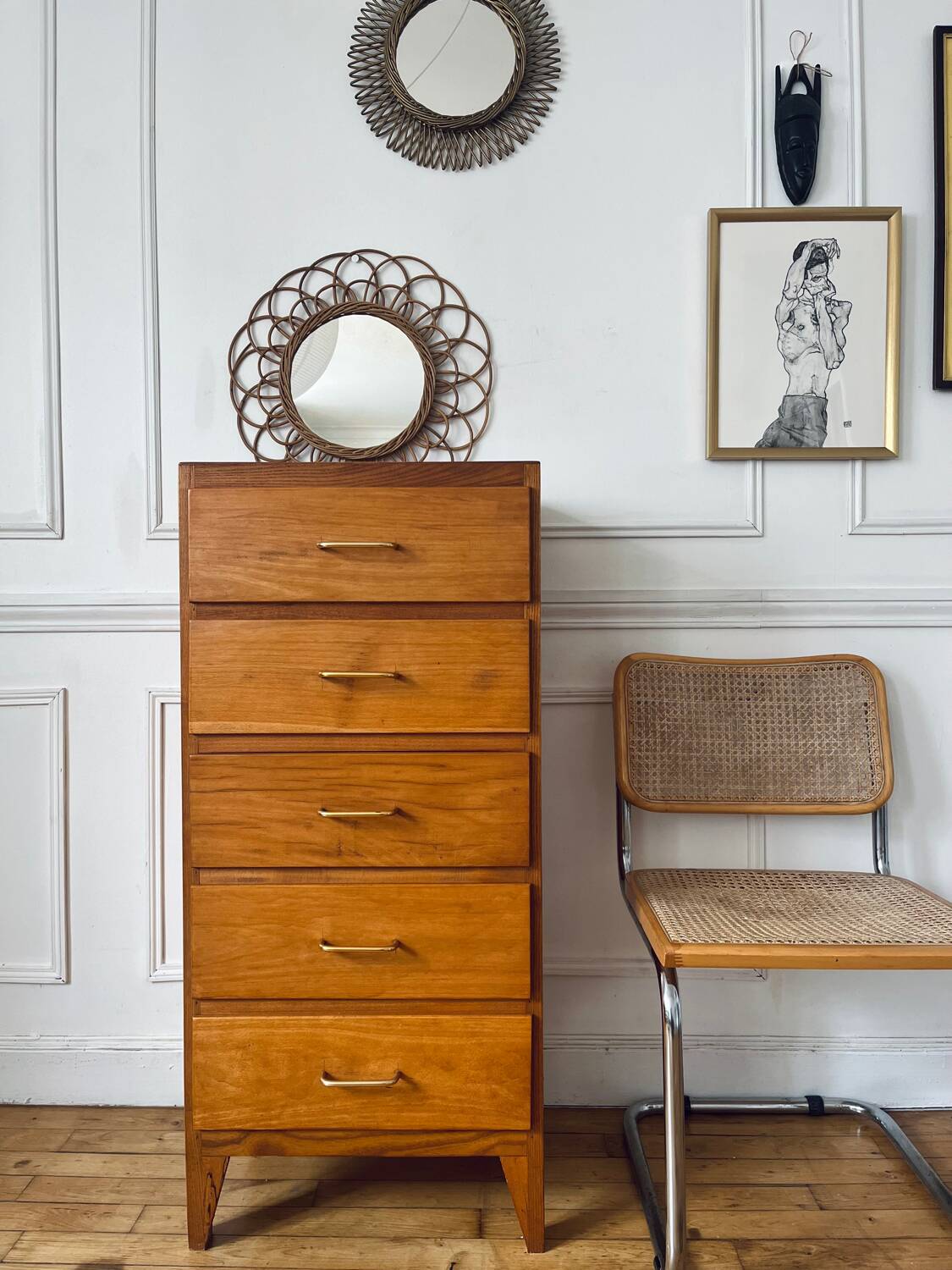 Chiffonnier en bois pieds compas