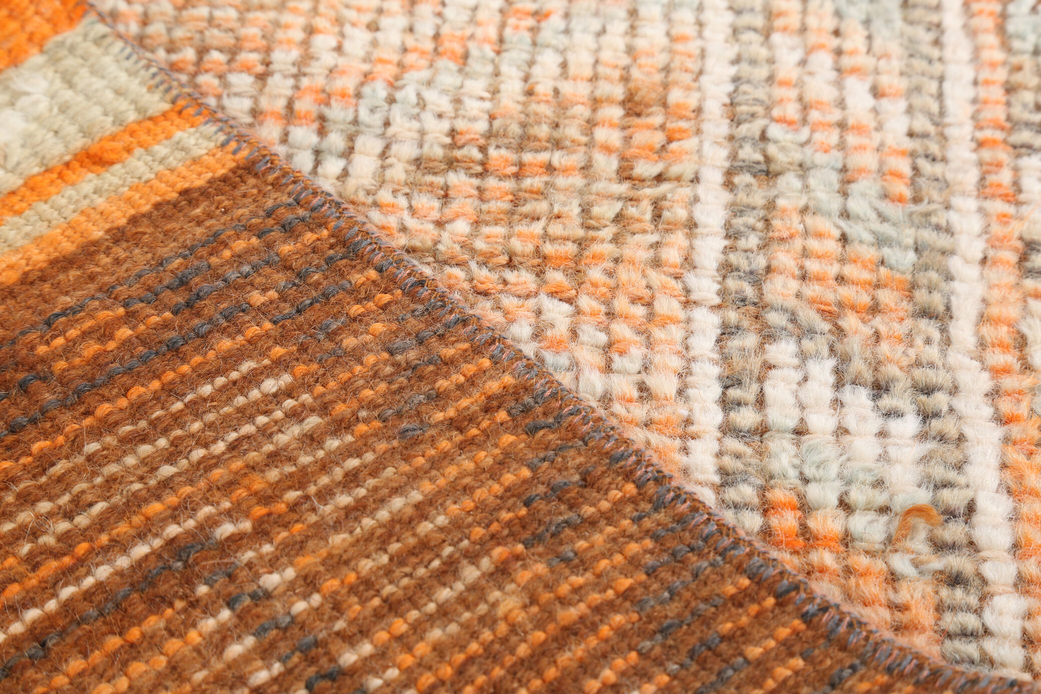 Pale orange herki runner rug 74x392cm
