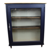 Bibliothèque basse vitrée vintage bleu nuit, années 1950