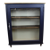 Vintage low glass-fronted library in midnight blue, 1950s.