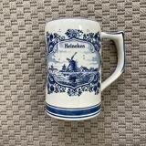 Heineken beer mug in hand painted Delft blue