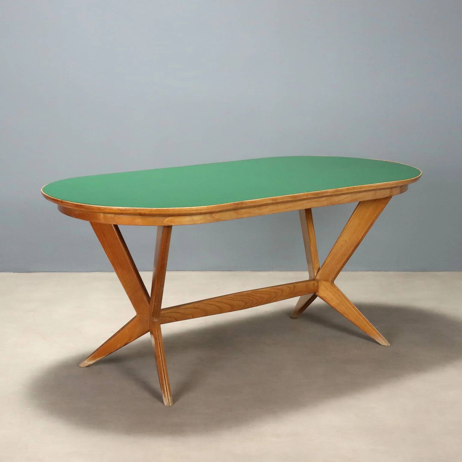 Table vintage des années 1960 avec plateau elliptique