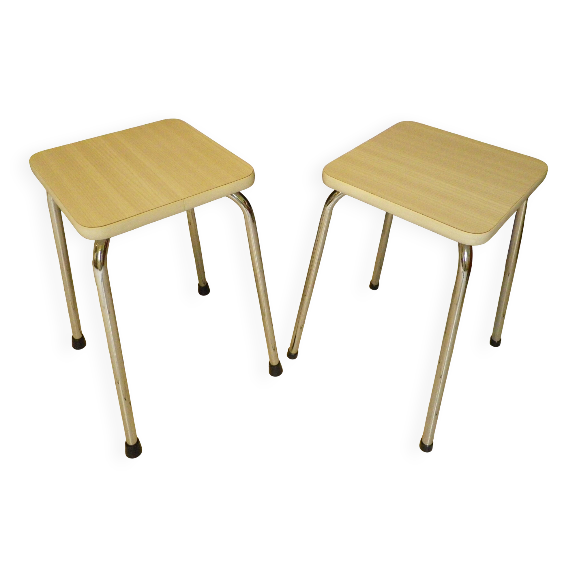 2 Scandinavian Style Stools in Formica and Chrome Steel, 1950s-60s