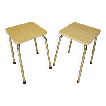 2 Scandinavian Style Stools in Formica and Chrome Steel, 1950s-60s