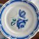 Set of 6 vintage Bondavillier dinner plates | Opaque blue porcelain