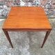 Vintage square teak table, antique Scandinavian style furniture