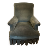 Fauteuil crapaud, Napoleon III, habille de velours vert sapin, ancien