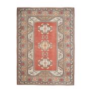 Vintage Turkish hand-knotted wool cotton red area rug 259x351