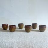 Set of 6 pyrith stoneware cups, La Borne, 1960.