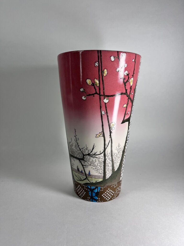 Large Vase Fabienne Jouvin Porcelaine decor Main (2000)