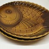 2 vintage fish dishes in slip from Sarreguemines