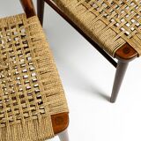 Two original 1960s Wilkhahn chairs made of walnut with wicker cane