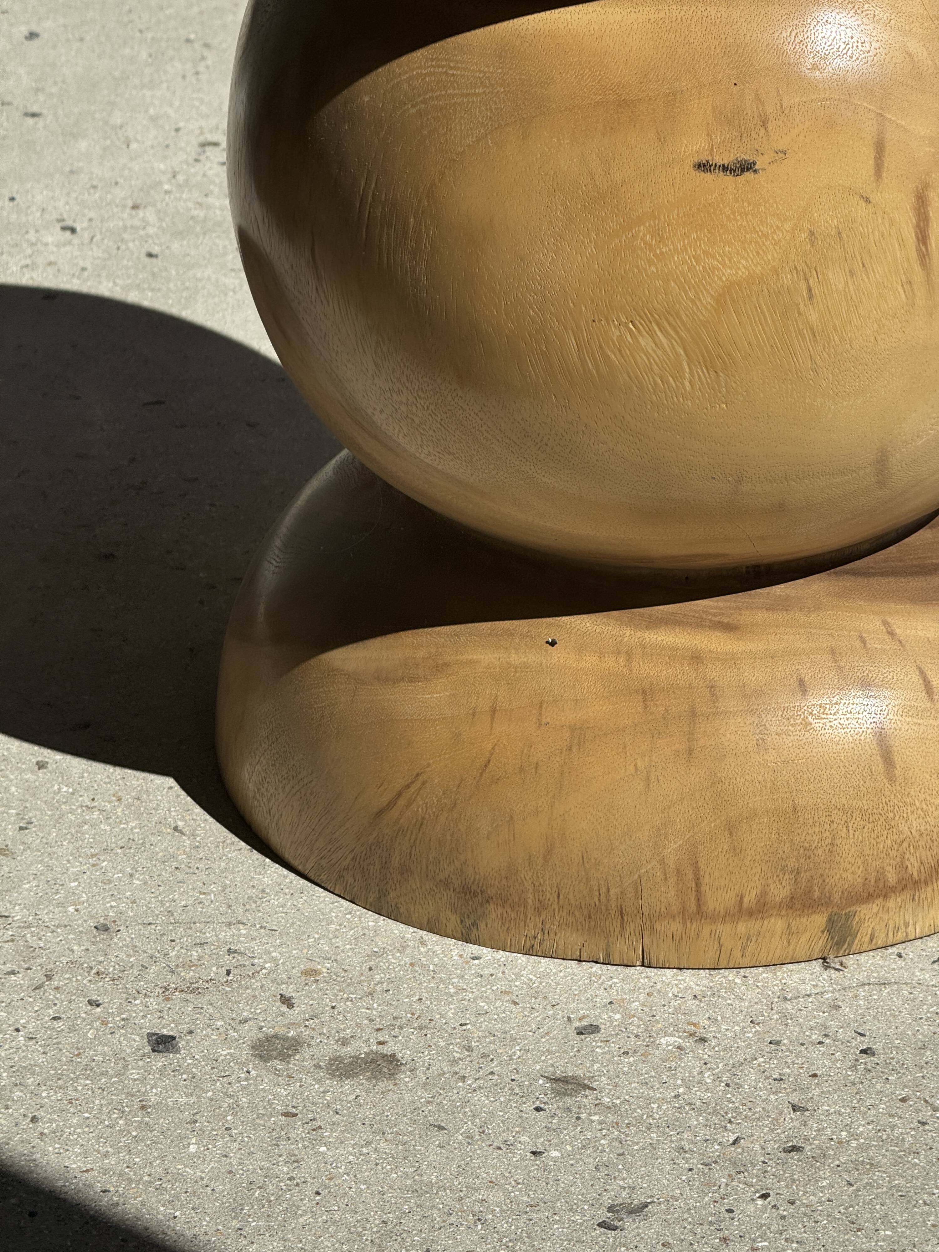 Stool, side table, end table in solid suar wood, spheres H50 D39.