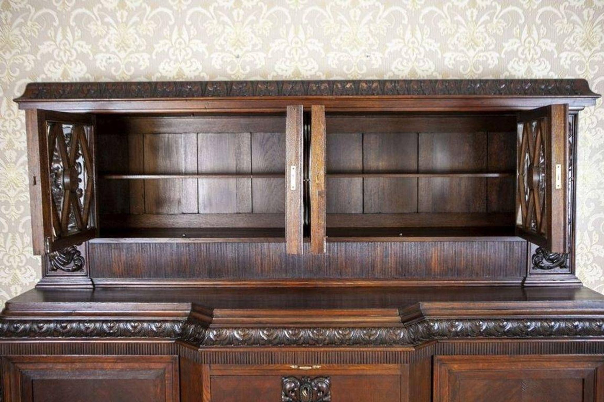 Interwar Oak Sideboard in Dark Brown, 1930s