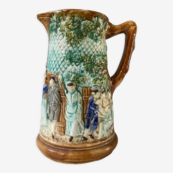 Pitcher in majolica XIXth, Mouzin Lecat