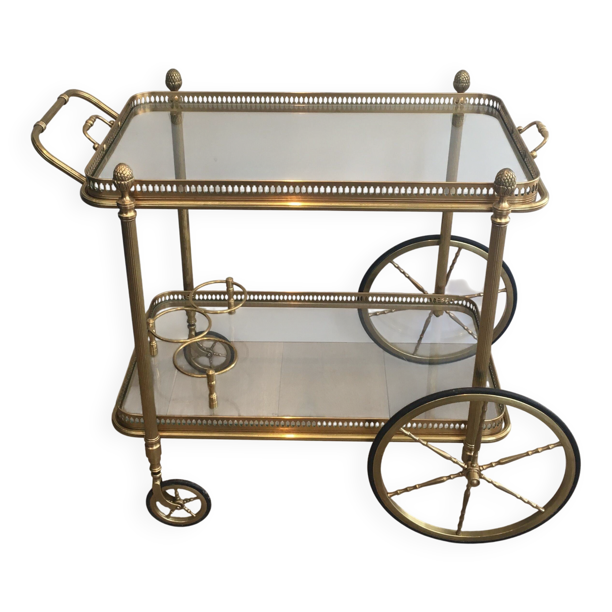 Neoclassical brass rolling table from Maison Baguès