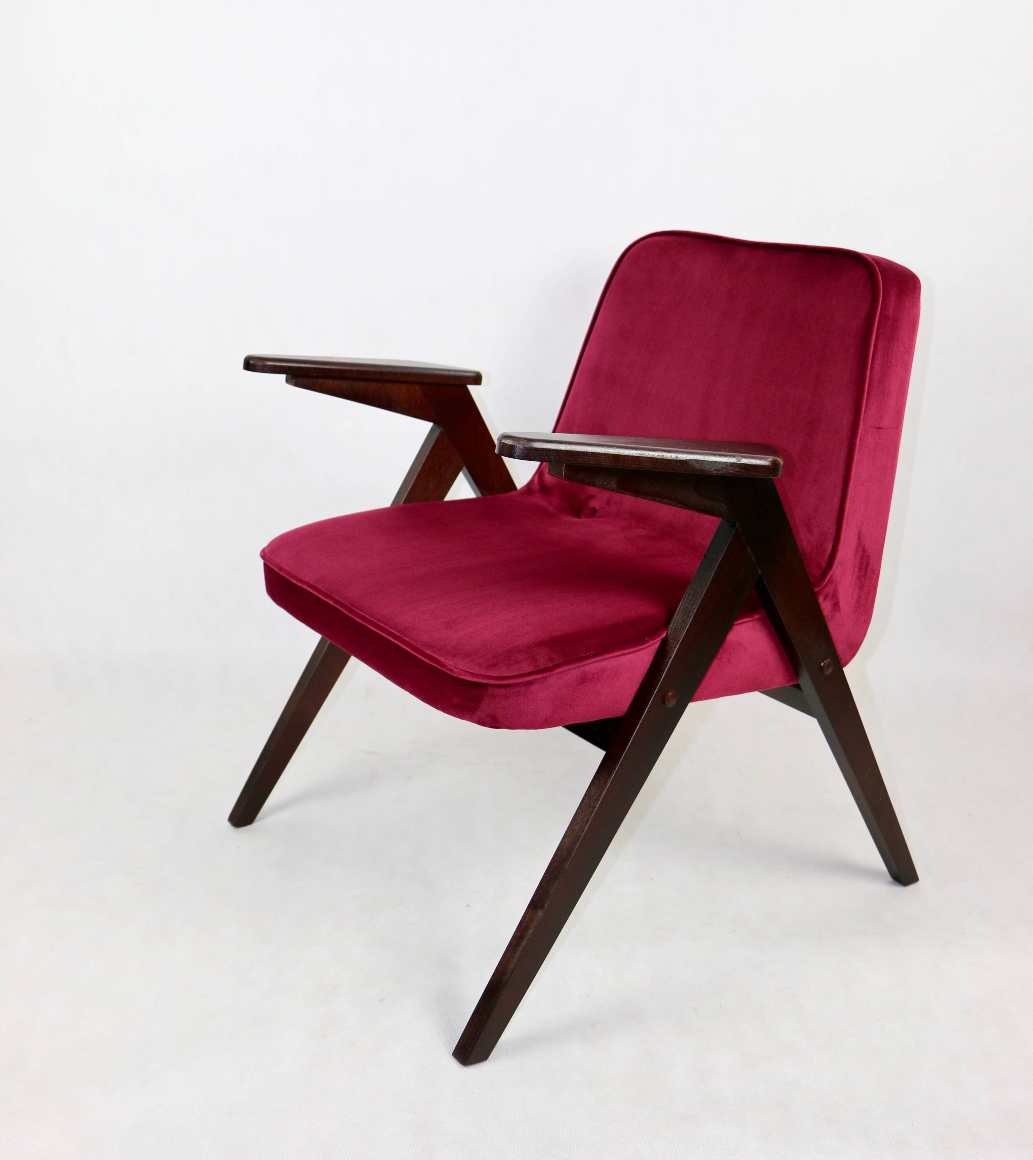 Burgundy Raspberry Bunny Armchair by Józef Chierowski
