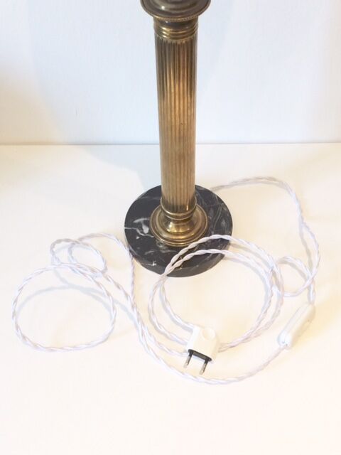 Neo-classical bronze lamp, opaline vasque, 1950