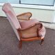 fauteuil bois velours rose cannage - cocktail