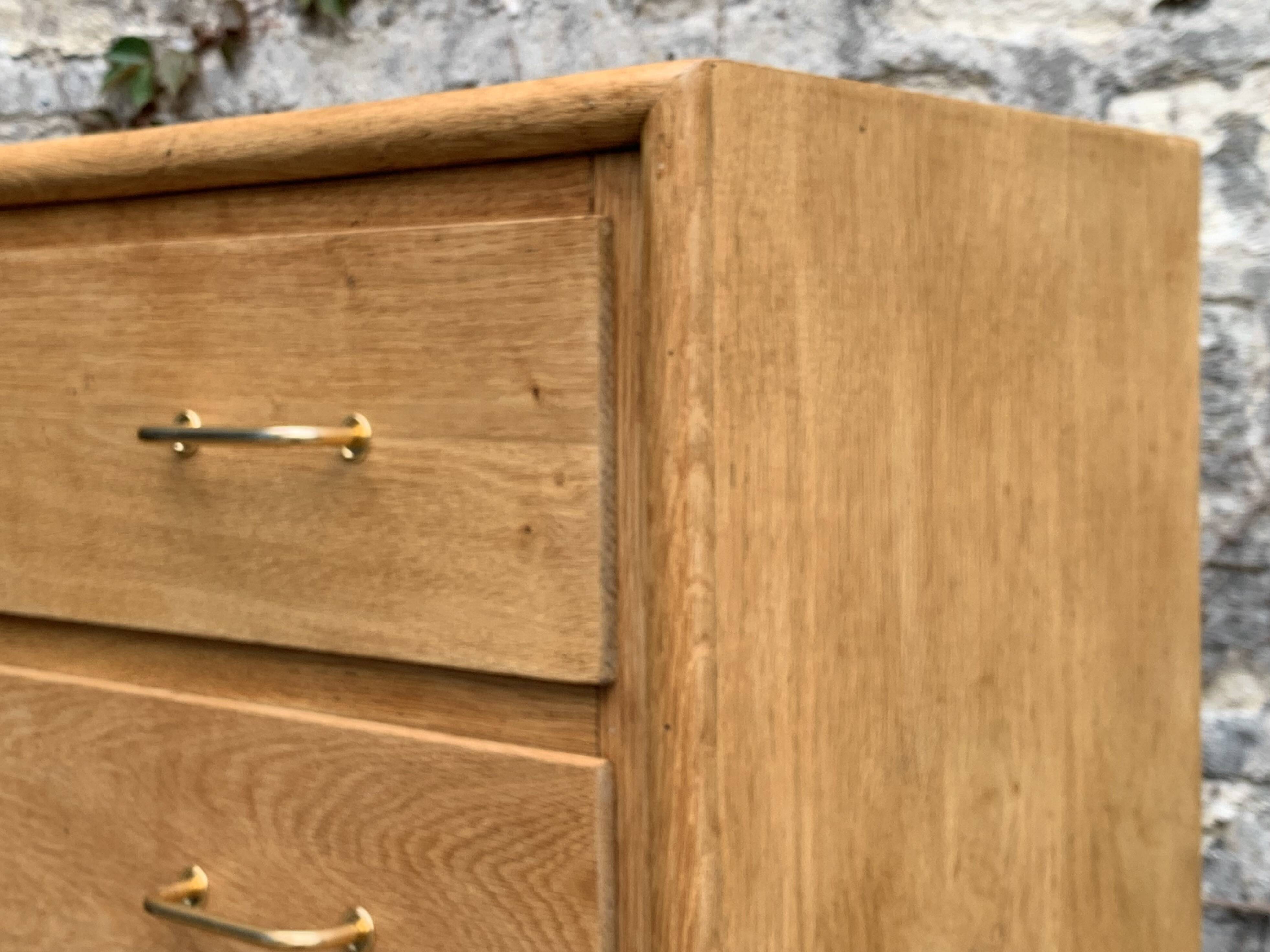 Commode pieds compas et chêne brut massif  1960
