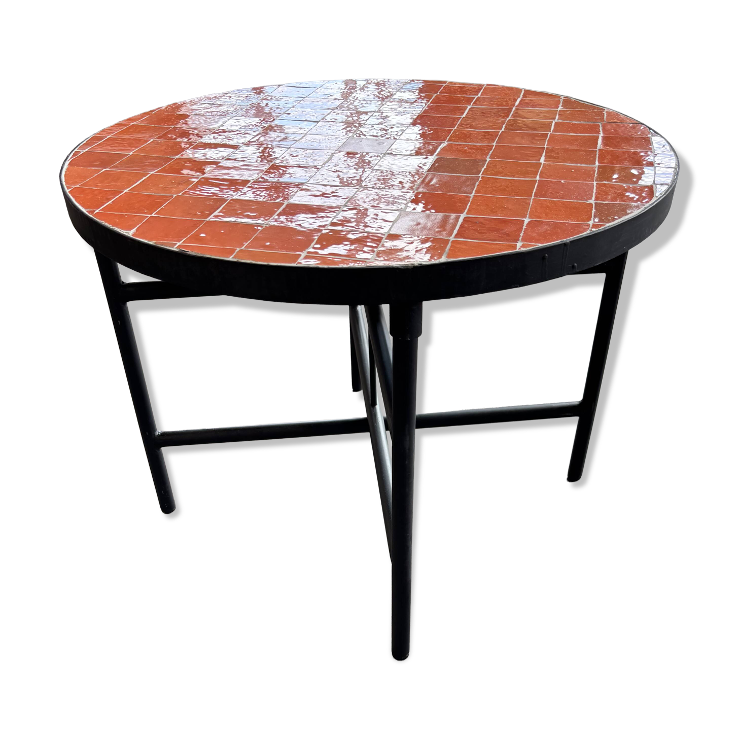 orange coffee table in handmade zellige from Morocco