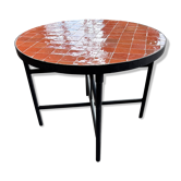 Table basse orange en zellige fait main au Maroc
