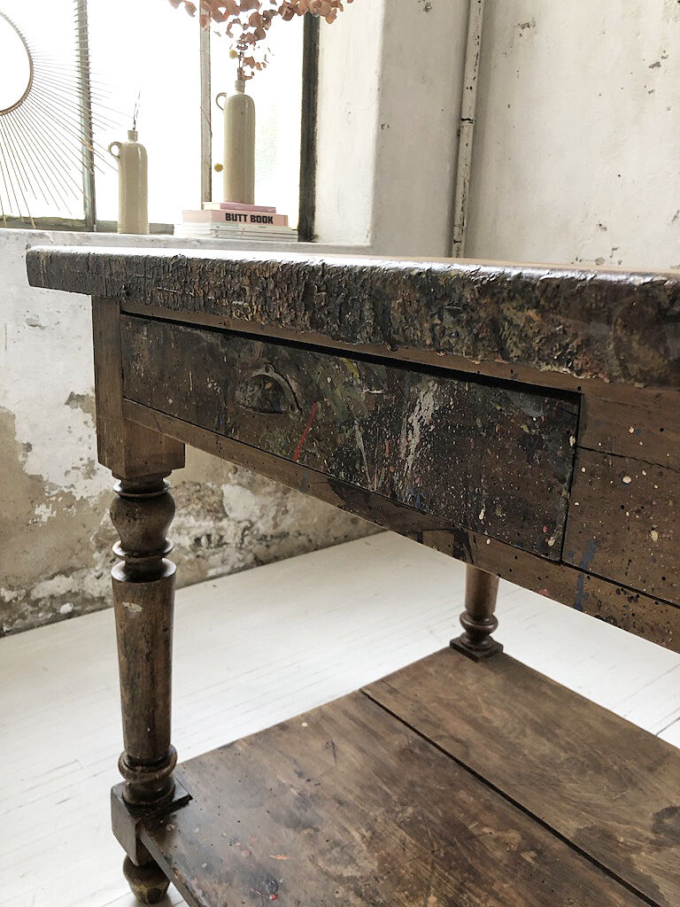 Artist studio oak draper table