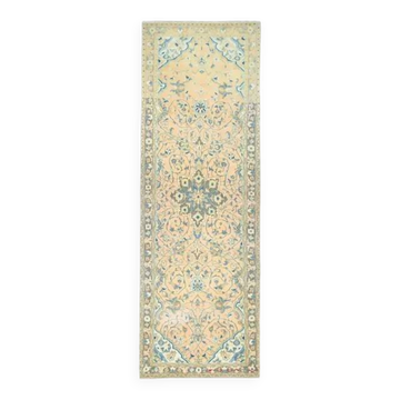 Vintage Turkish Oushak Handmade Wool Cotton Orange Runner Rug 104x310
