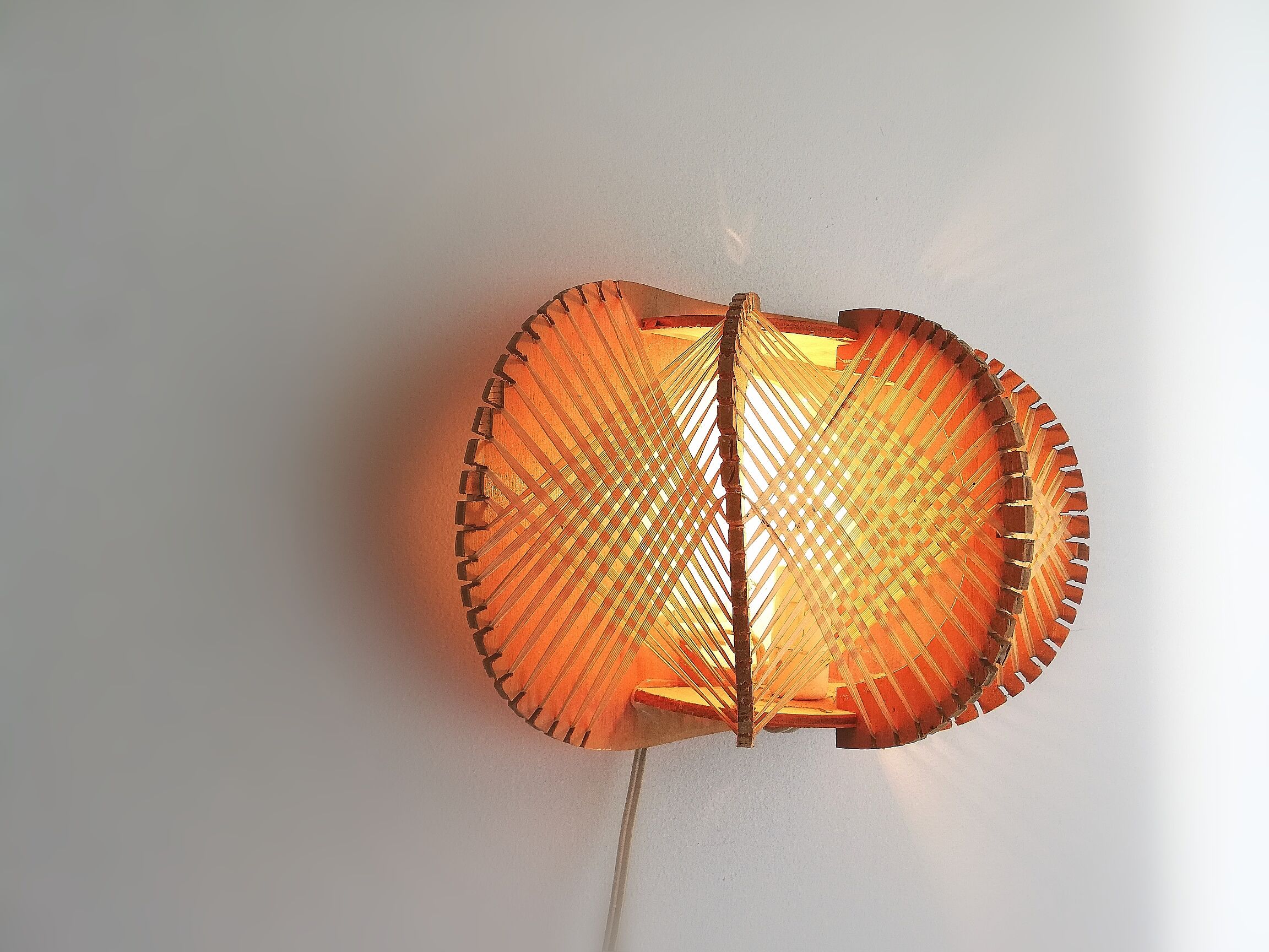 1960s wooden wall light sconce