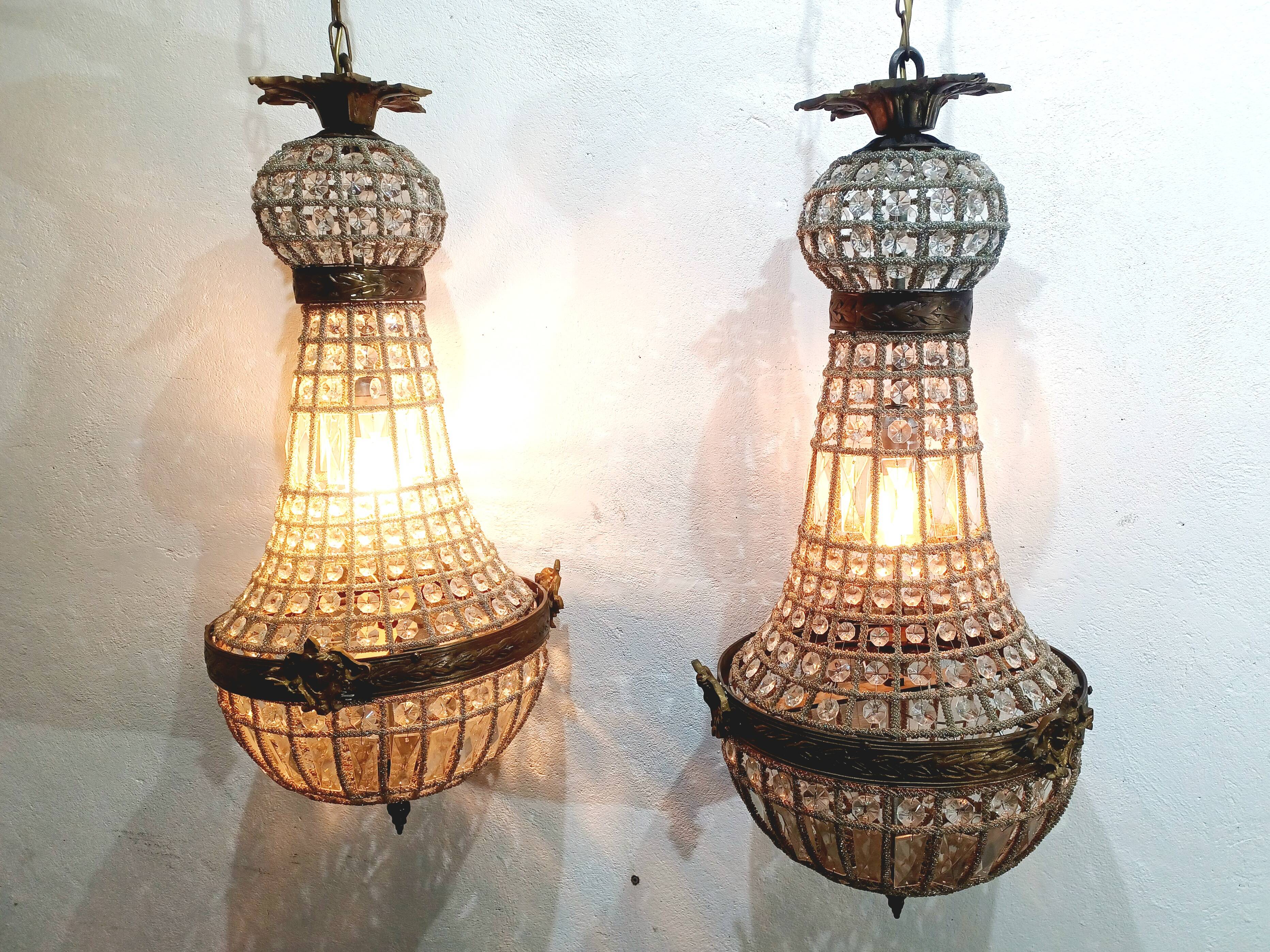 Pair of 1-Light Hot Air Balloon Chandeliers