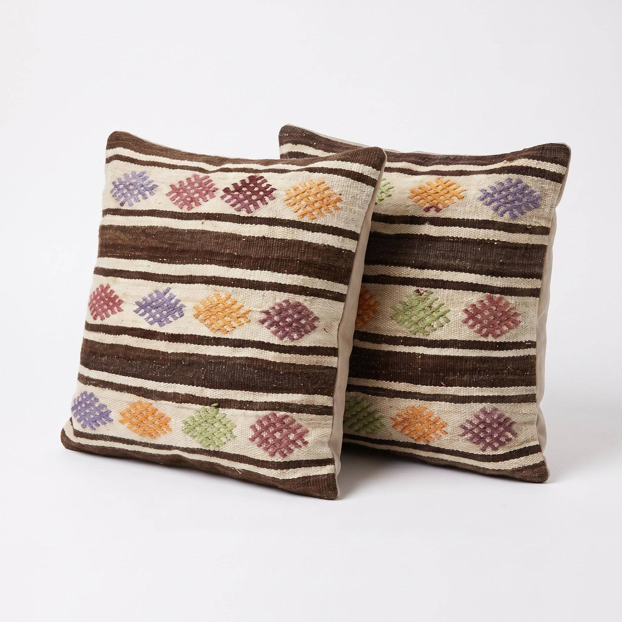 Set of 2 vintage kilim cushion covers 61x61 cm