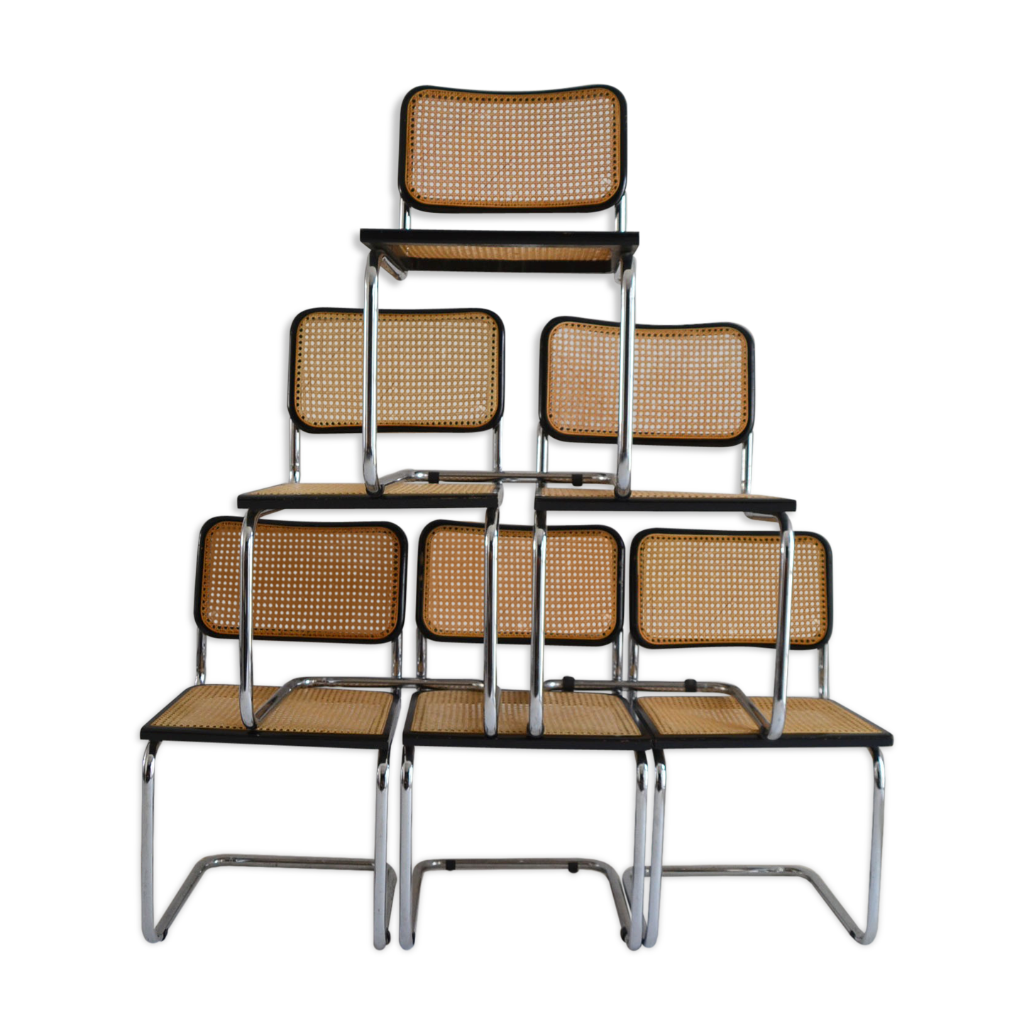 Suite of 6 chairs by Marcel Breuer Cesca B32, made in Italy
