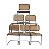 Suite of 6 chairs by Marcel Breuer Cesca B32, made in Italy