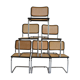 Suite of 6 chairs by Marcel Breuer Cesca B32, made in Italy