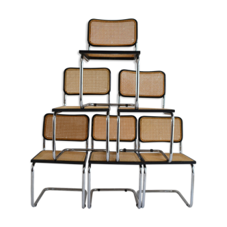 Suite of 6 chairs by Marcel Breuer Cesca B32, made in Italy