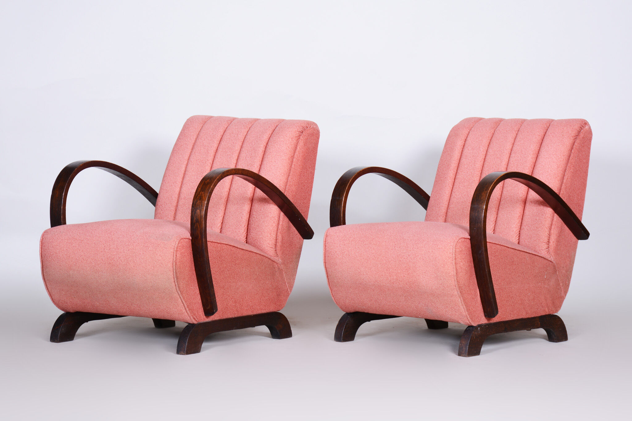 2 pink art deco armchairs 1930s czechia